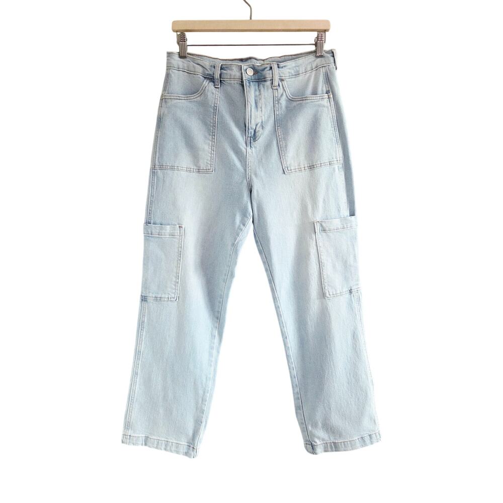 AND NOW THIS High Rise Utility Jeans - Light Wash (Size 30P / 10 Petite)